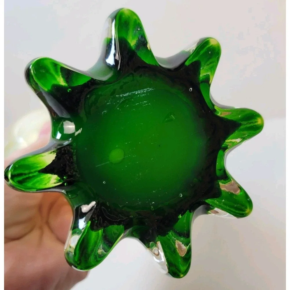 Vintage Pier 1 Jack-in-the-Pulpit Calla Lily Vase Hand Blown Art Glass MCM